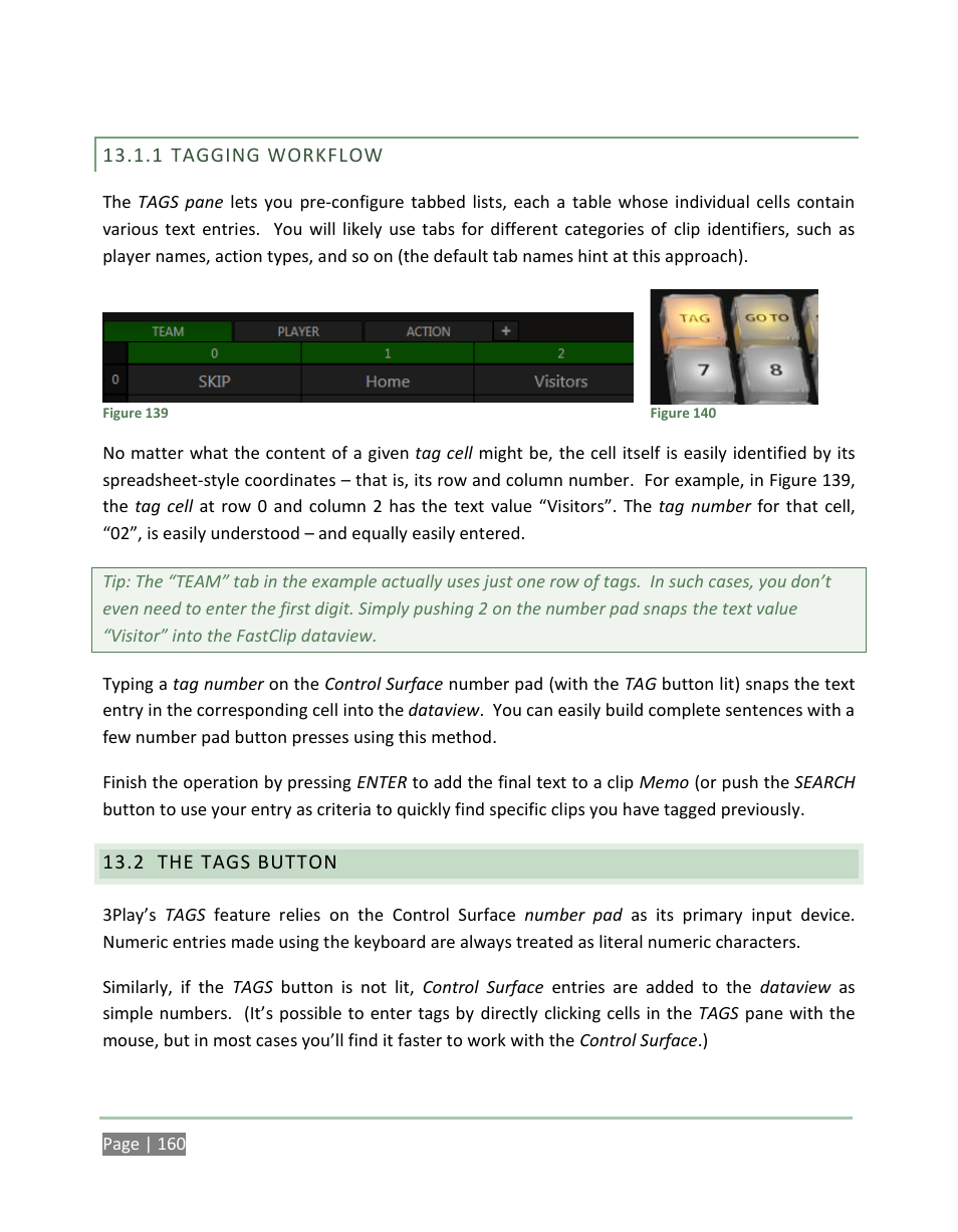 Tagging workflow, The tags button | NewTek 3Play 4800 User Manual | Page 176 / 266