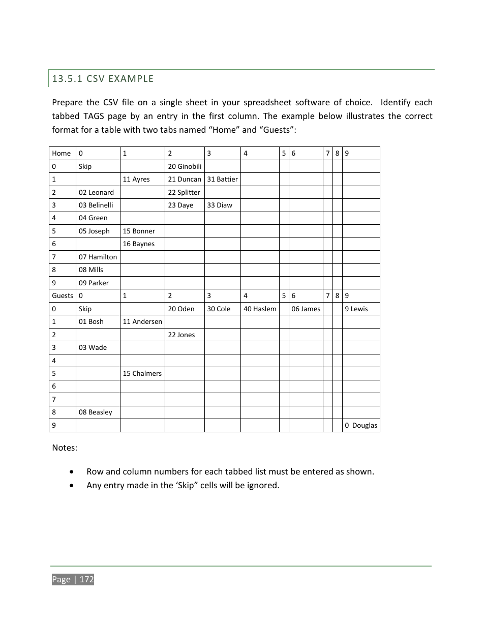 Csv example, 1 csv example | NewTek 3Play 4800 User Manual | Page 188 / 266