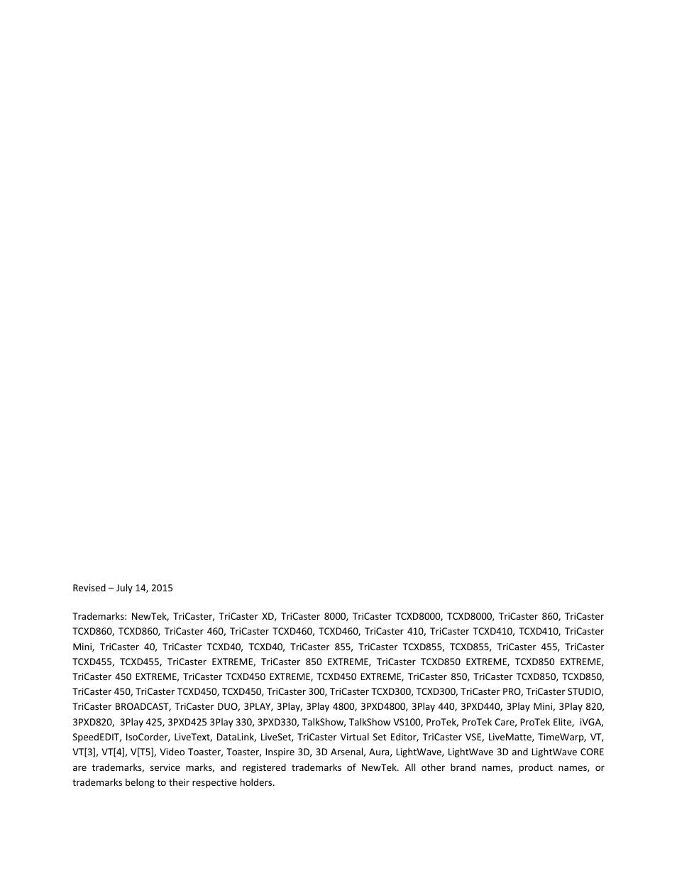 NewTek 3Play 4800 User Manual | Page 2 / 266