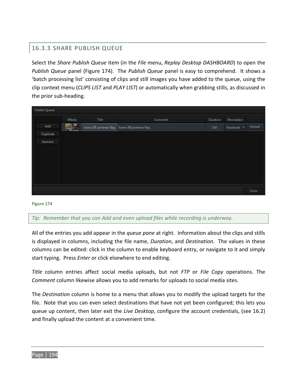 Share publish queue | NewTek 3Play 4800 User Manual | Page 210 / 266