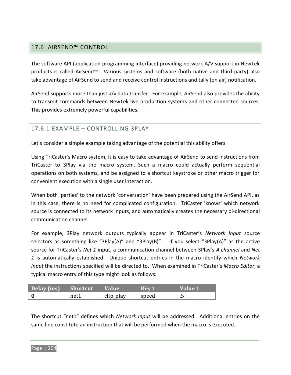 Airsend™ control, Example – controlling 3play | NewTek 3Play 4800 User Manual | Page 220 / 266