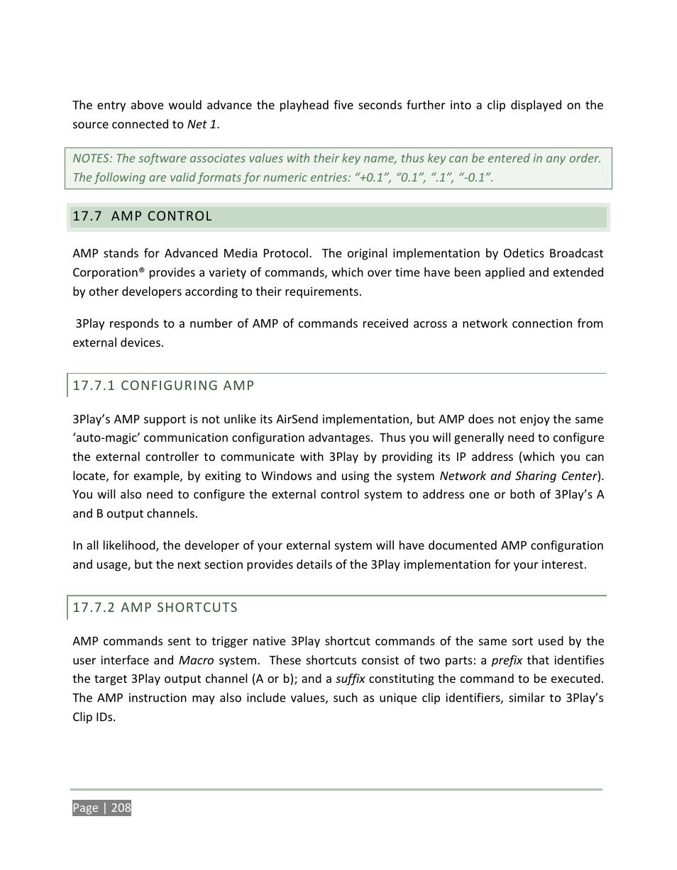 Amp control, Configuring amp, Amp shortcuts | NewTek 3Play 4800 User Manual | Page 224 / 266