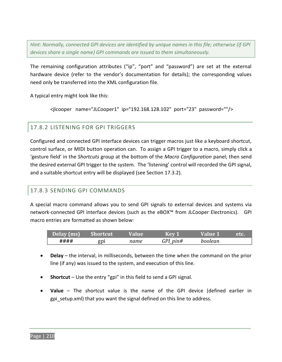 Listening for gpi triggers, Sending gpi commands | NewTek 3Play 4800 User Manual | Page 226 / 266