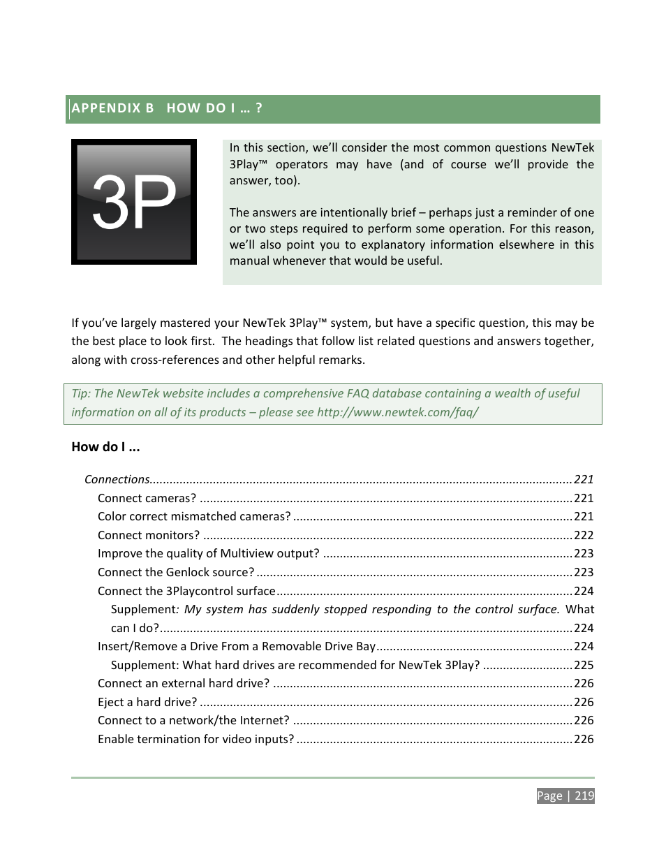 Appendix b, How do i | NewTek 3Play 4800 User Manual | Page 235 / 266