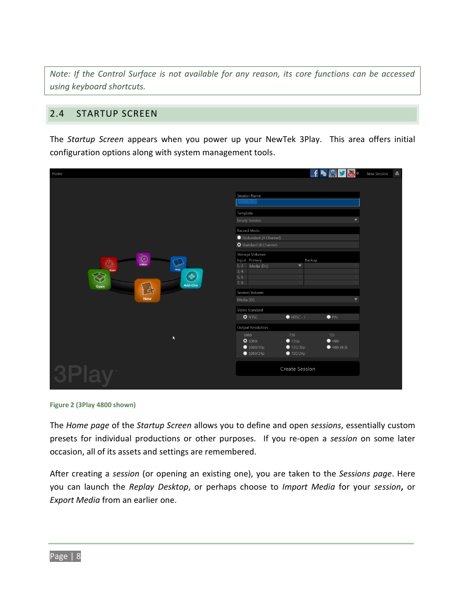 Startup screen | NewTek 3Play 4800 User Manual | Page 24 / 266