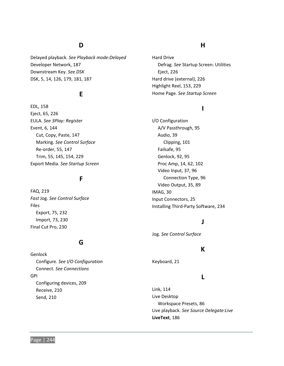 NewTek 3Play 4800 User Manual | Page 260 / 266