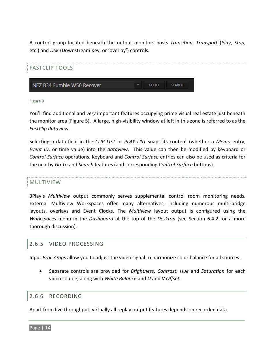 Video processing, Recording | NewTek 3Play 4800 User Manual | Page 30 / 266