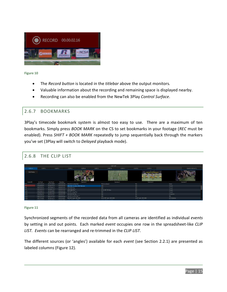 Bookmarks, The clip list | NewTek 3Play 4800 User Manual | Page 31 / 266