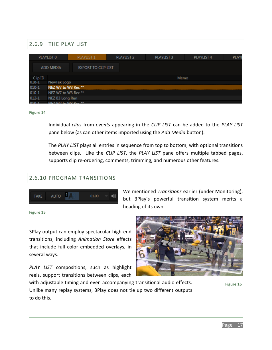 The play list, Program transitions | NewTek 3Play 4800 User Manual | Page 33 / 266