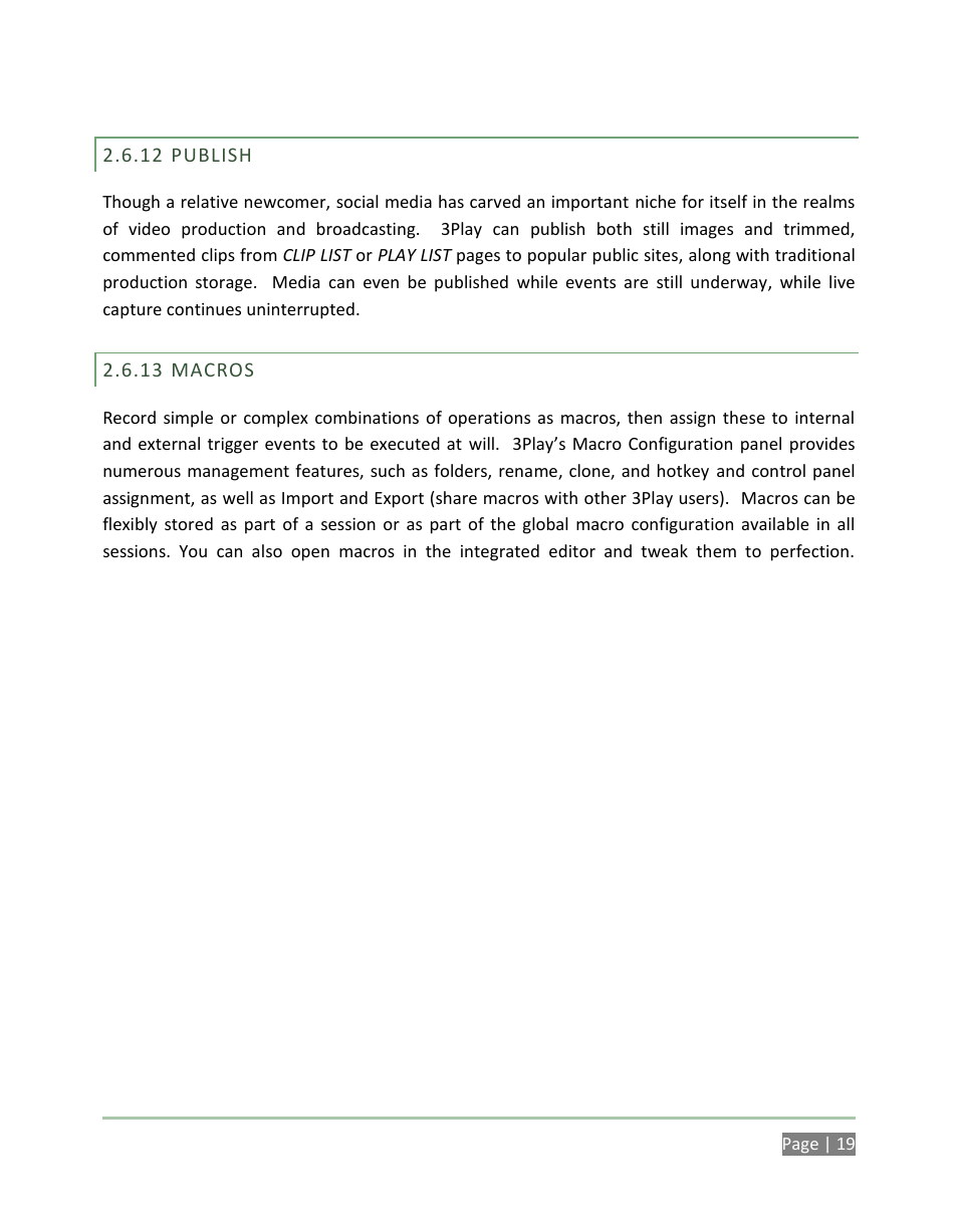 Publish, Macros | NewTek 3Play 4800 User Manual | Page 35 / 266