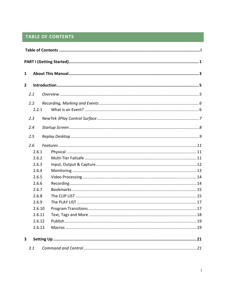 NewTek 3Play 4800 User Manual | Page 5 / 266