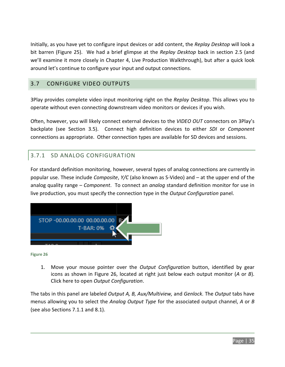 Configure video outputs, Sd analog configuration | NewTek 3Play 4800 User Manual | Page 51 / 266