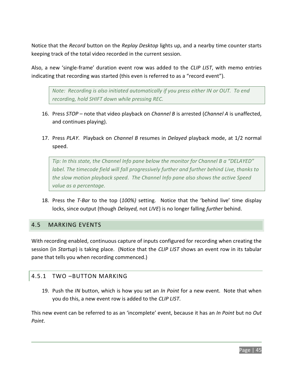 Marking events, Two –button marking | NewTek 3Play 4800 User Manual | Page 61 / 266