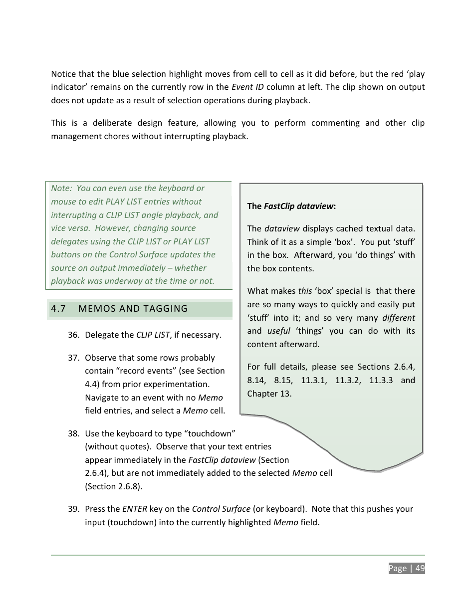 Memos and tagging | NewTek 3Play 4800 User Manual | Page 65 / 266