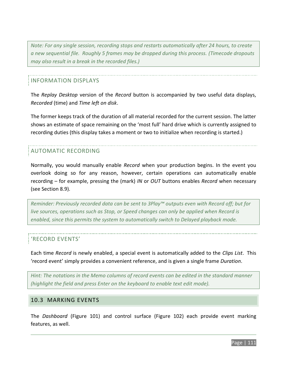 Marking events | NewTek 3Play 820 User Manual | Page 125 / 194