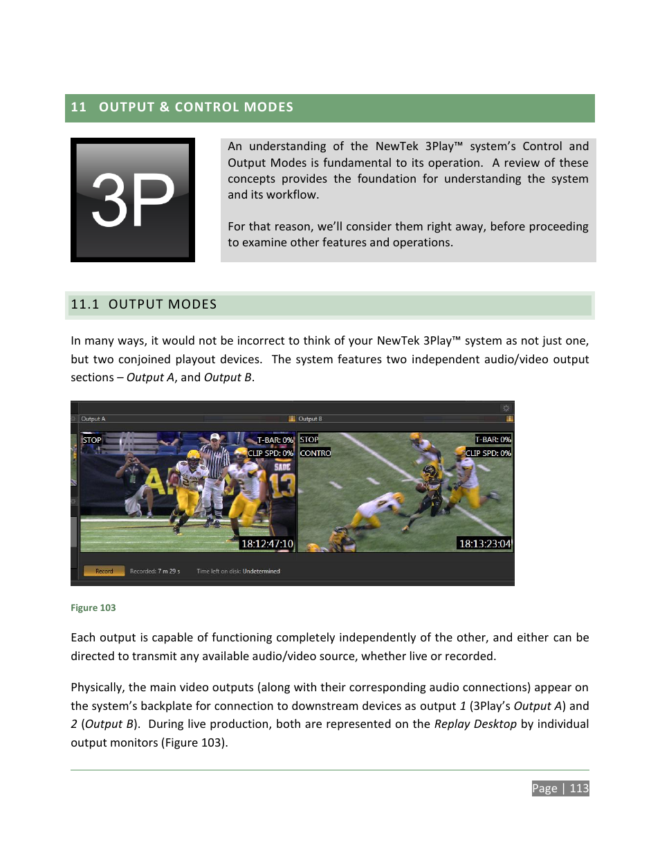 Output & control modes, Output modes | NewTek 3Play 820 User Manual | Page 127 / 194