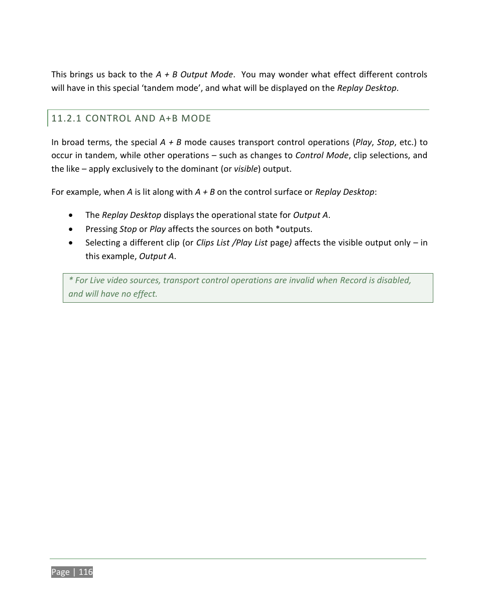 Control and a+b mode | NewTek 3Play 820 User Manual | Page 130 / 194