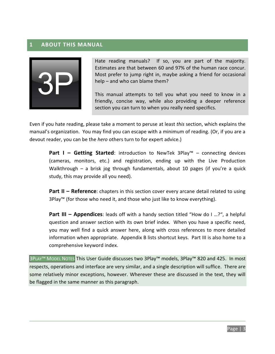 About this manual | NewTek 3Play 820 User Manual | Page 17 / 194