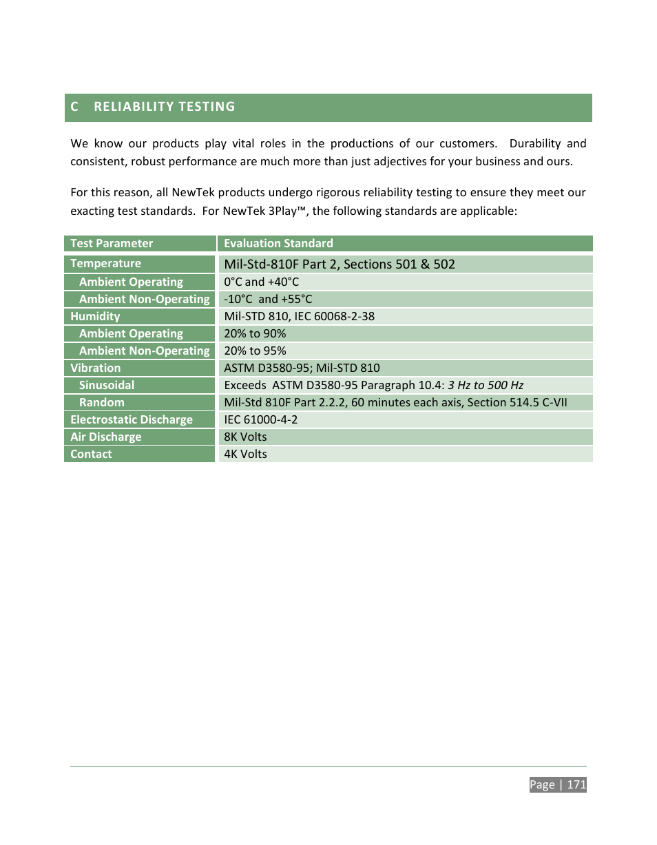 Reliability testing | NewTek 3Play 820 User Manual | Page 185 / 194