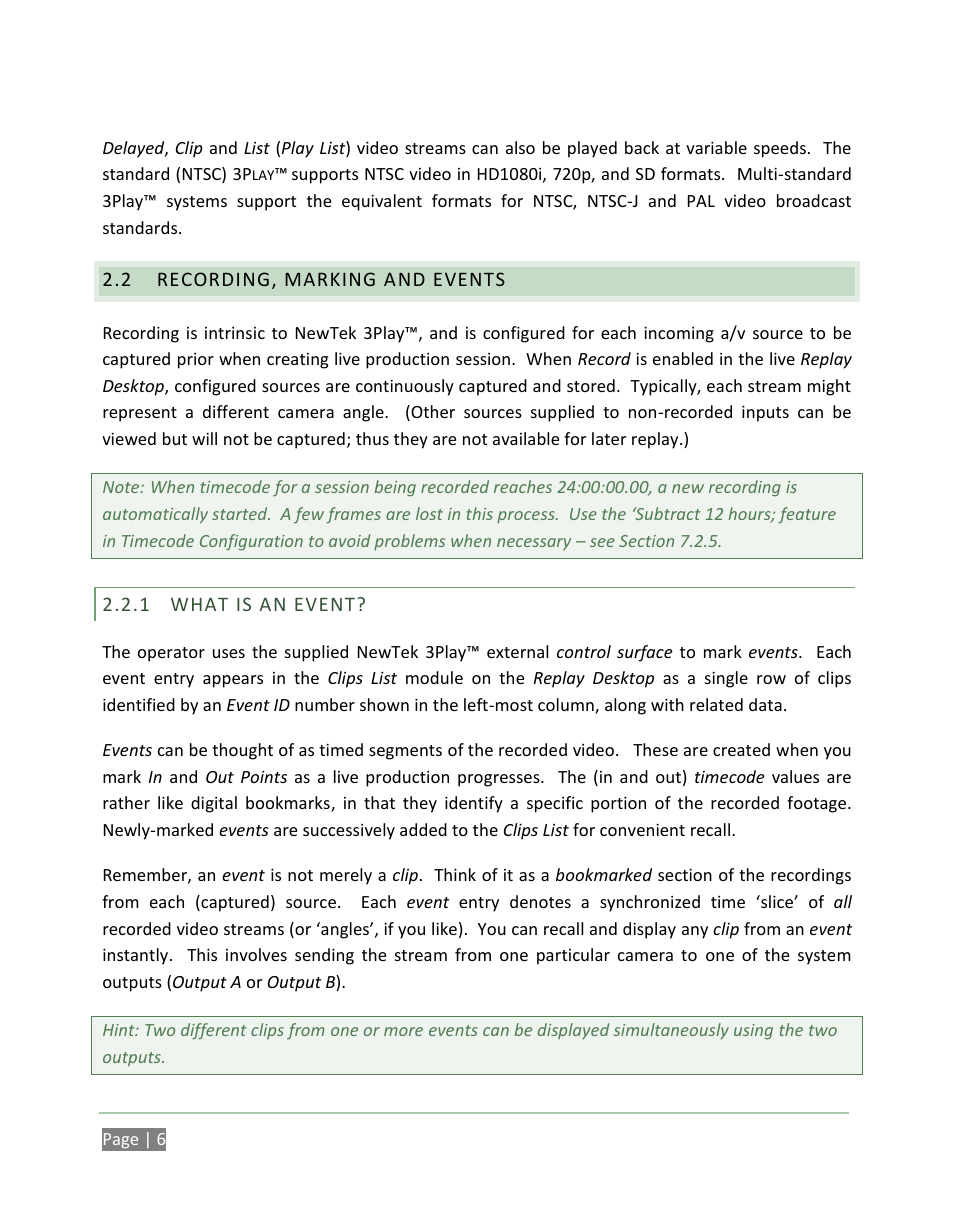 Recording, marking and events, What is an event | NewTek 3Play 820 User Manual | Page 20 / 194