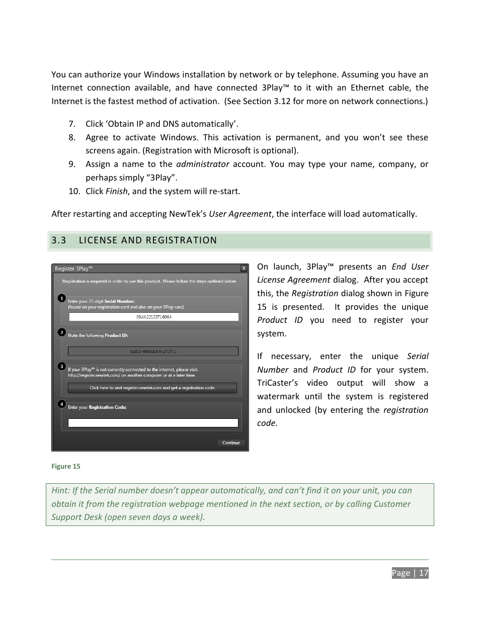 License and registration | NewTek 3Play 820 User Manual | Page 31 / 194