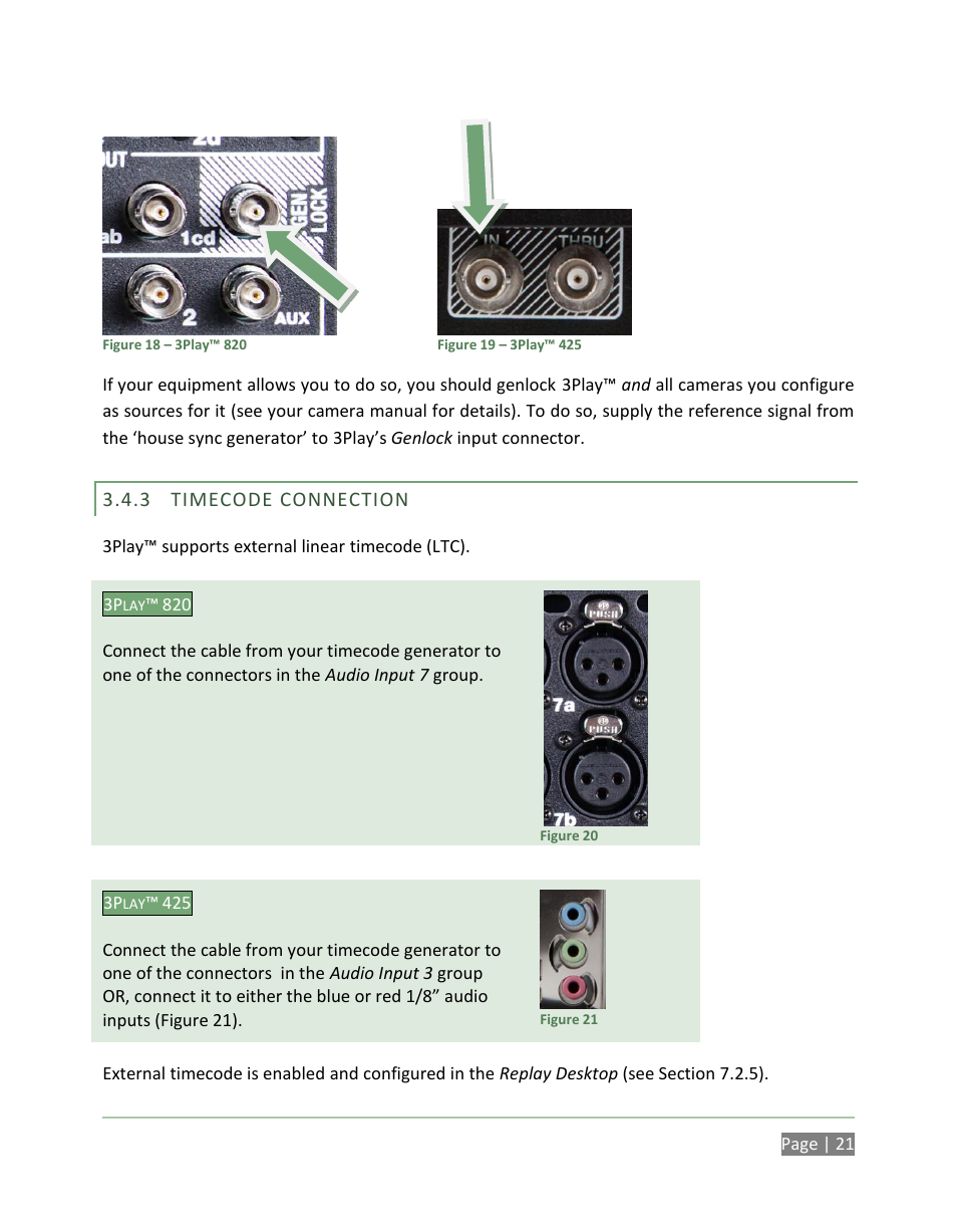 Timecode connection | NewTek 3Play 820 User Manual | Page 35 / 194