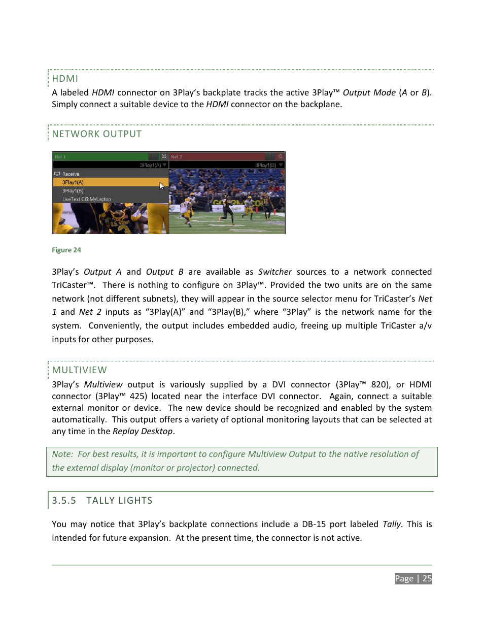 Tally lights | NewTek 3Play 820 User Manual | Page 39 / 194