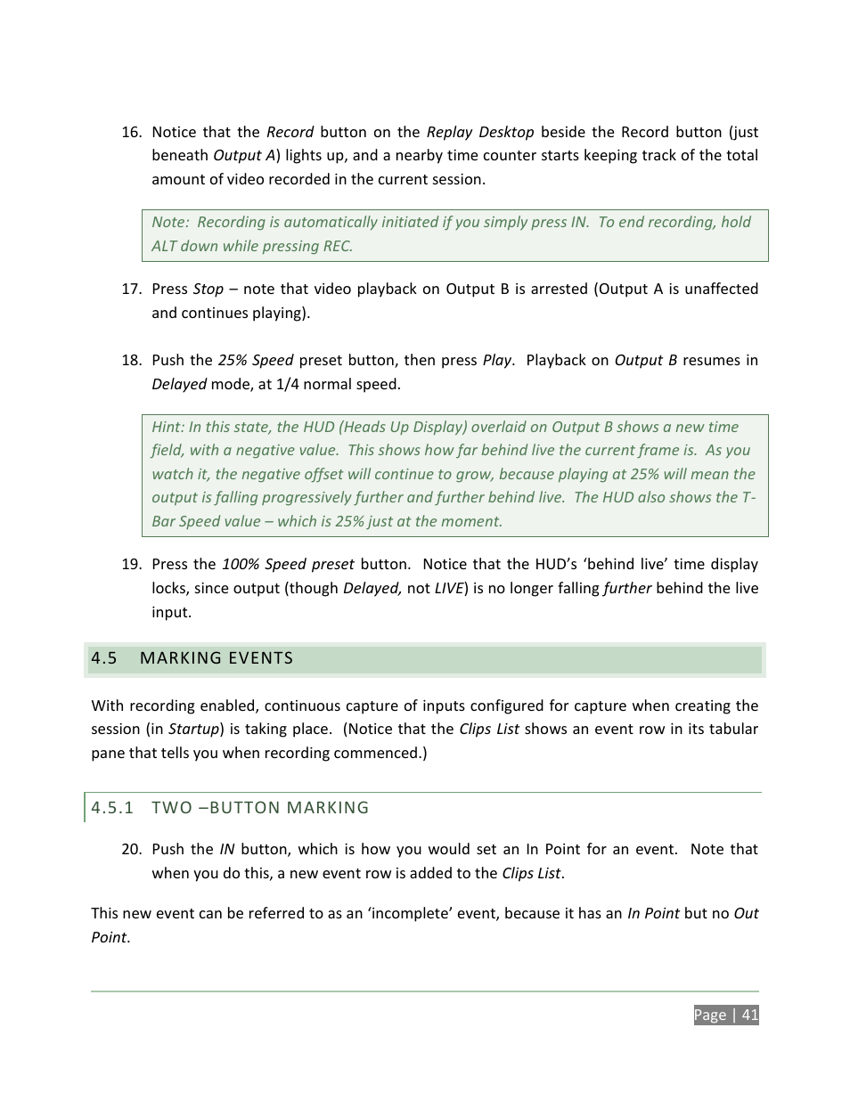 Marking events, Two –button marking | NewTek 3Play 820 User Manual | Page 55 / 194