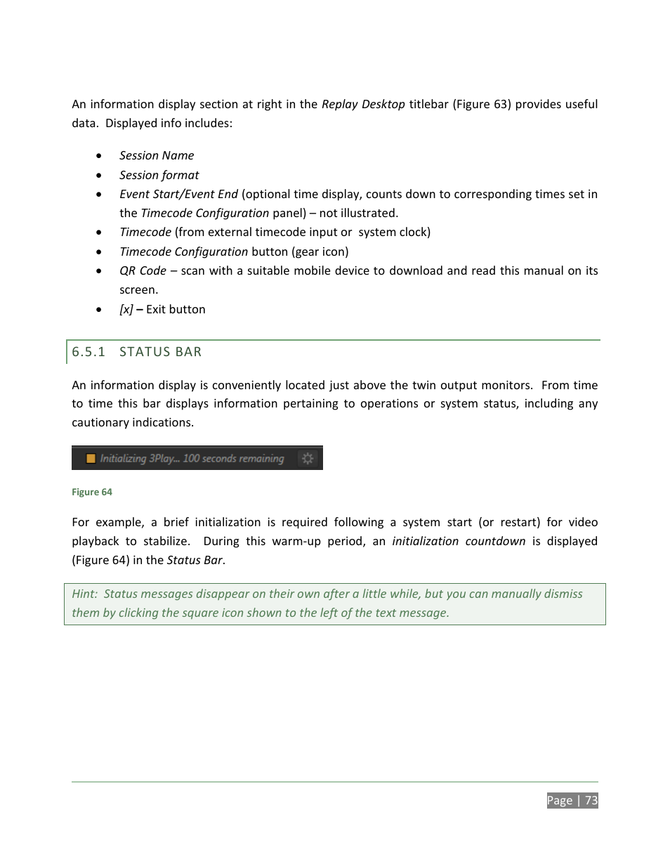 Status bar | NewTek 3Play 820 User Manual | Page 87 / 194