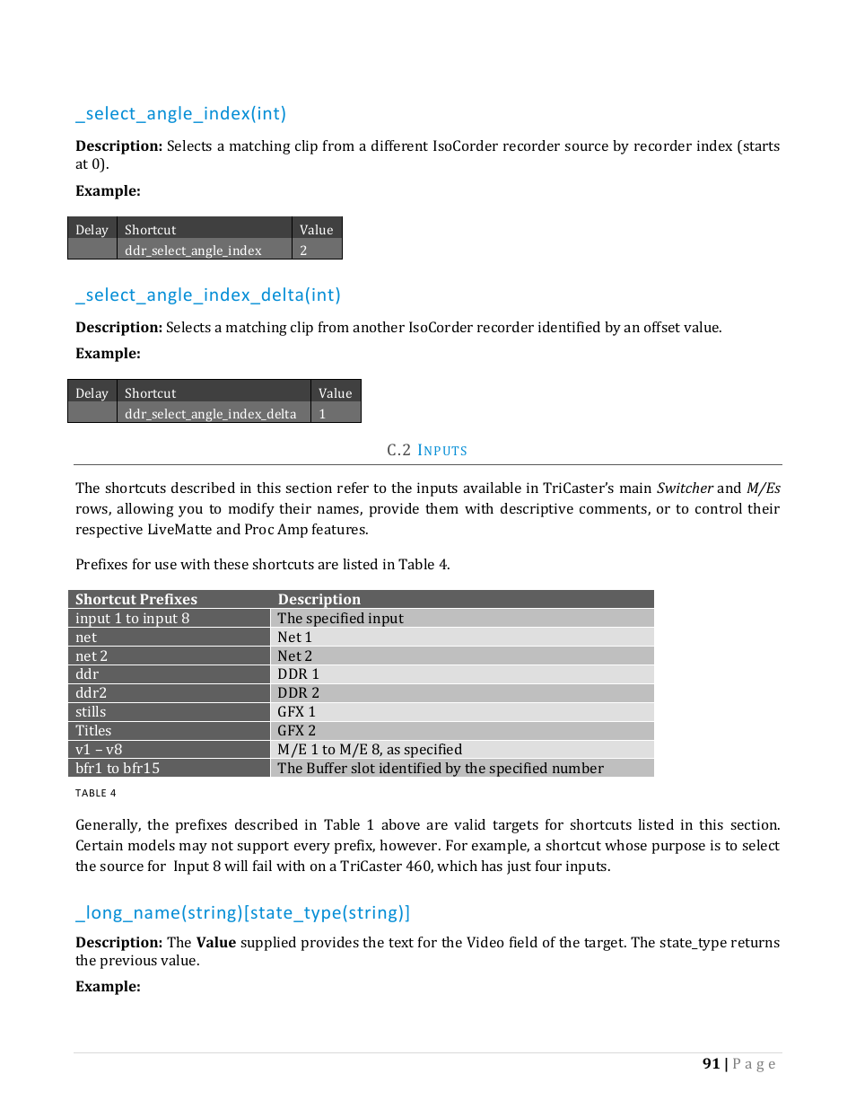 Nputs, Select_angle_index(int), Select_angle_index_delta(int) | Long_name(string)[state_type(string) | NewTek TriCaster Advanced Edition Automation and Integration Guide User Manual | Page 103 / 179