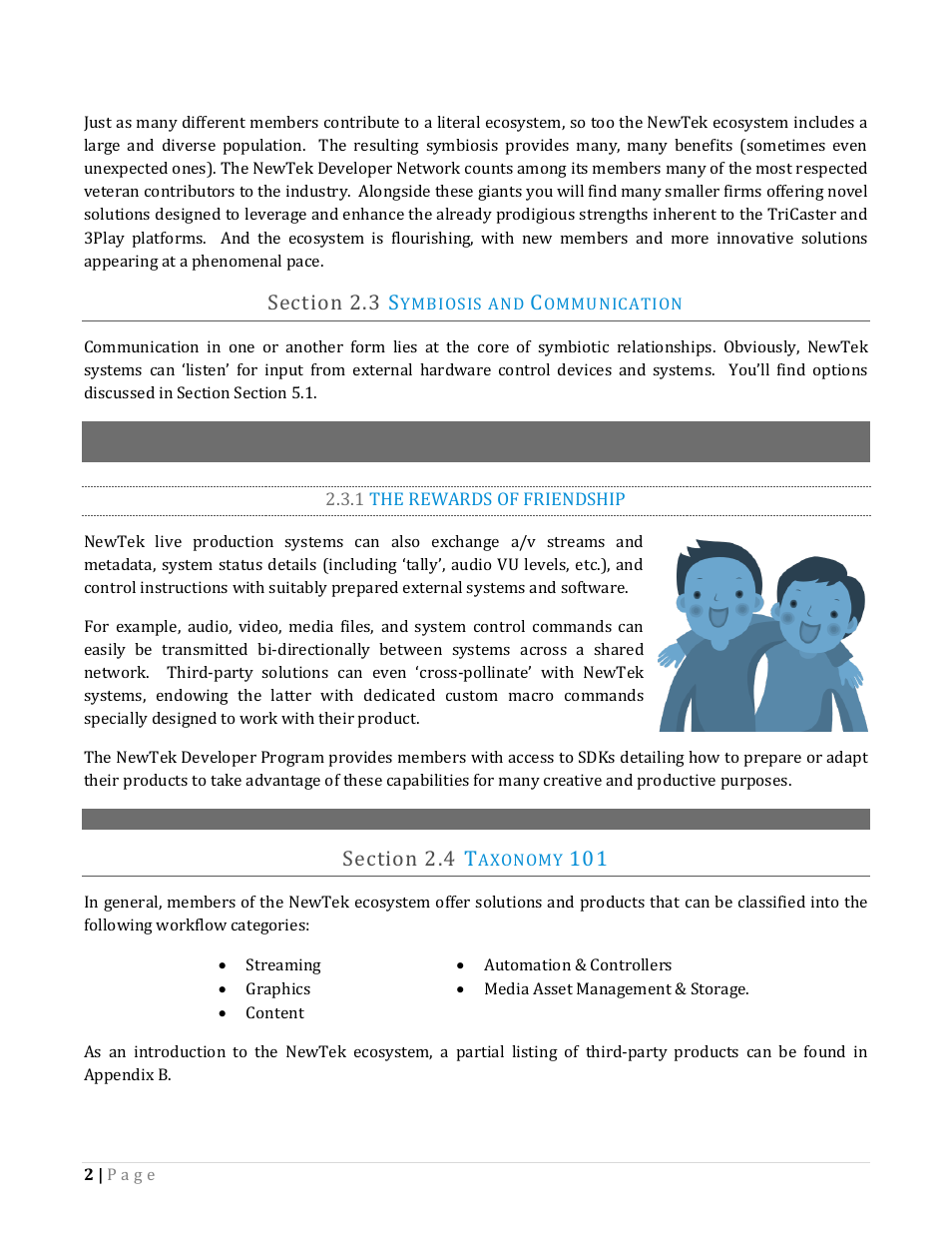 Ection, Ymbiosis and, Ommunication | 1 the rewards of friendship, Axonomy | NewTek TriCaster Advanced Edition Automation and Integration Guide User Manual | Page 14 / 179