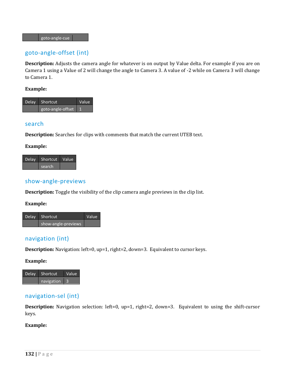 Goto-angle-offset (int), Search, Show-angle-previews | Navigation (int), Navigation-sel (int) | NewTek TriCaster Advanced Edition Automation and Integration Guide User Manual | Page 144 / 179