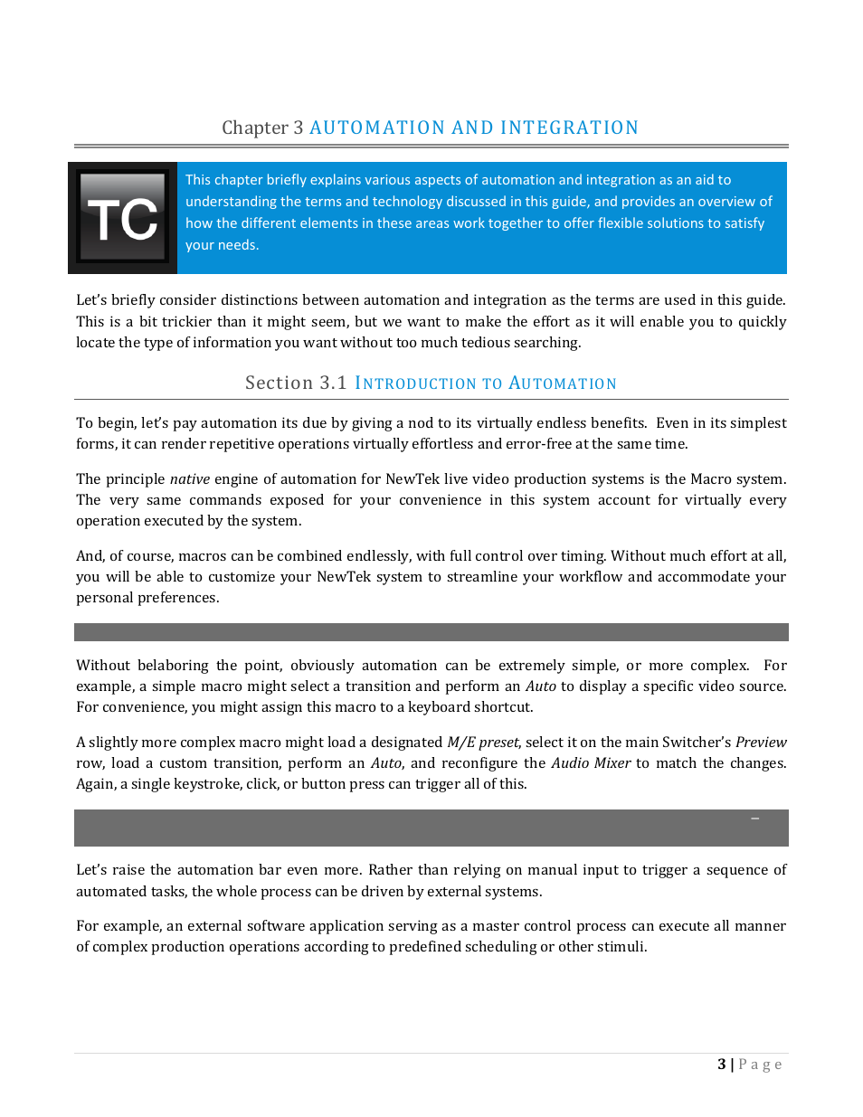 Chapter 3 automation and integration, Ection, Ntroduction to | Utomation | NewTek TriCaster Advanced Edition Automation and Integration Guide User Manual | Page 15 / 179