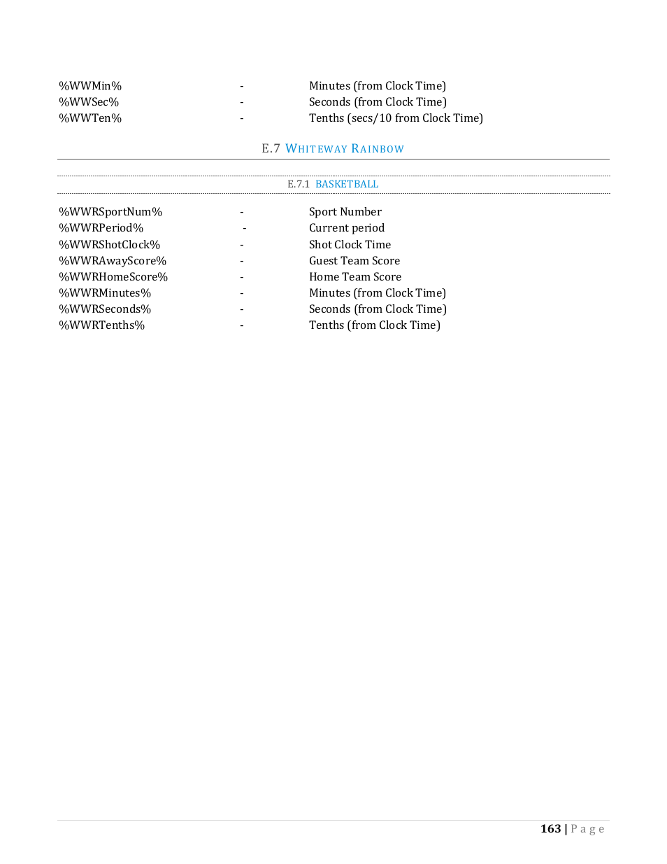 Hiteway, Ainbow, E.7.1 | Basketball | NewTek TriCaster Advanced Edition Automation and Integration Guide User Manual | Page 175 / 179