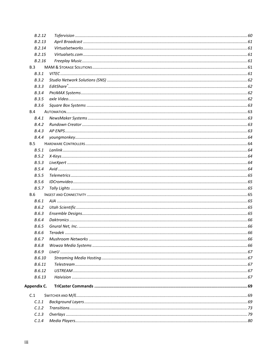 NewTek TriCaster Advanced Edition Automation and Integration Guide User Manual | Page 5 / 179