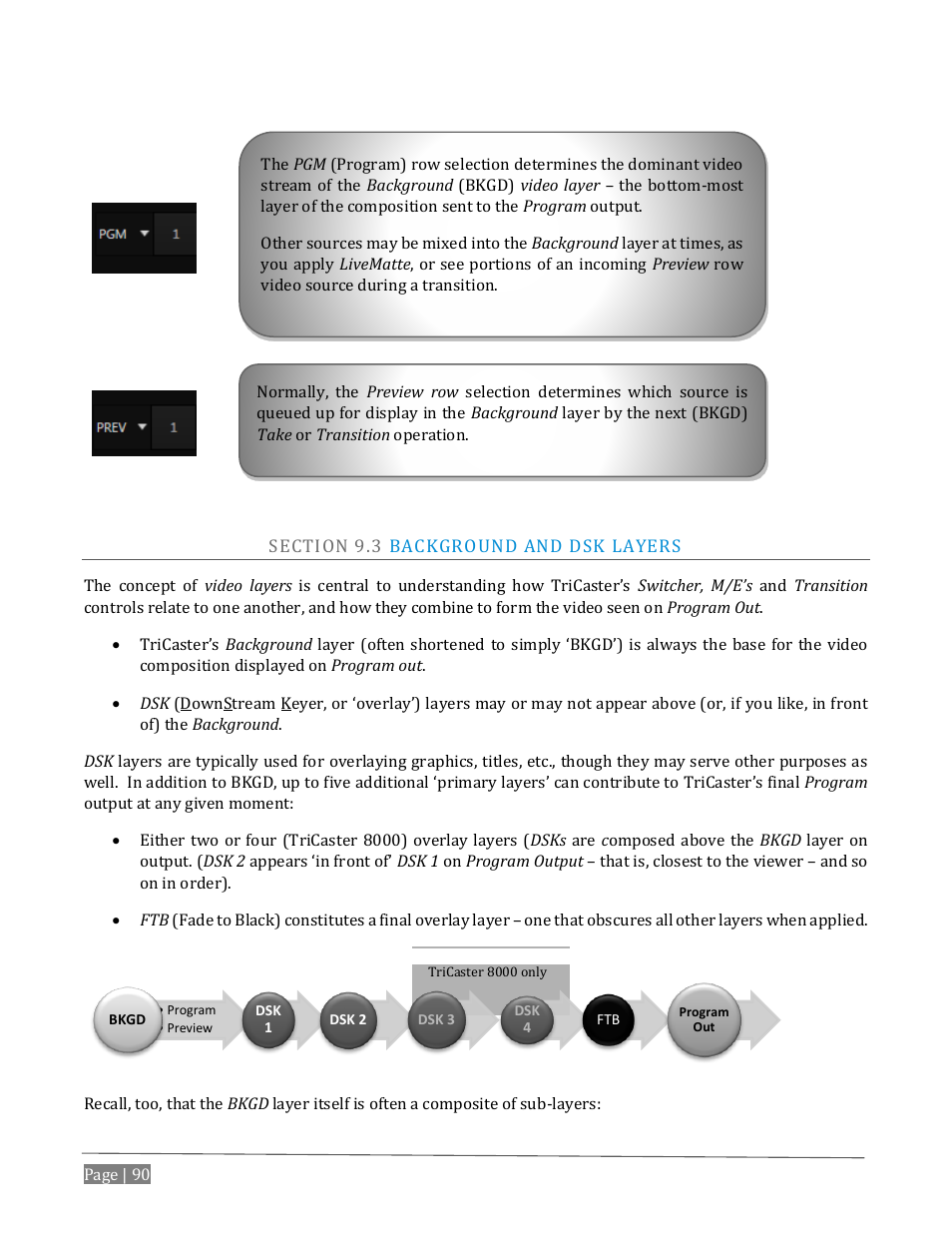 Ection, Ackground and, Ayers | NewTek TriCaster Advanced Edition User Guide User Manual | Page 102 / 342