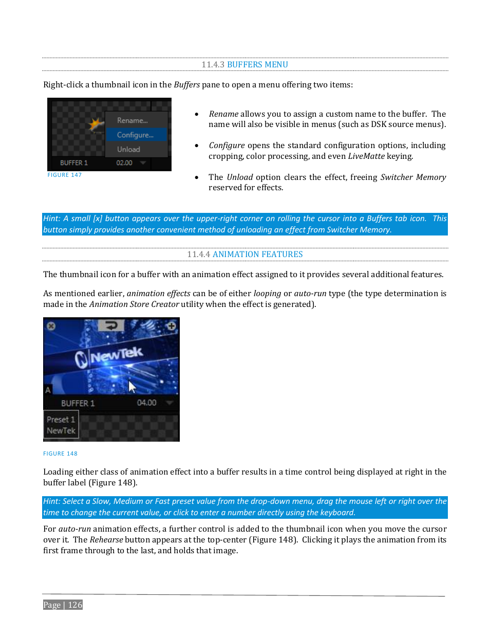 3 buffers menu, 4 animation features | NewTek TriCaster Advanced Edition User Guide User Manual | Page 138 / 342