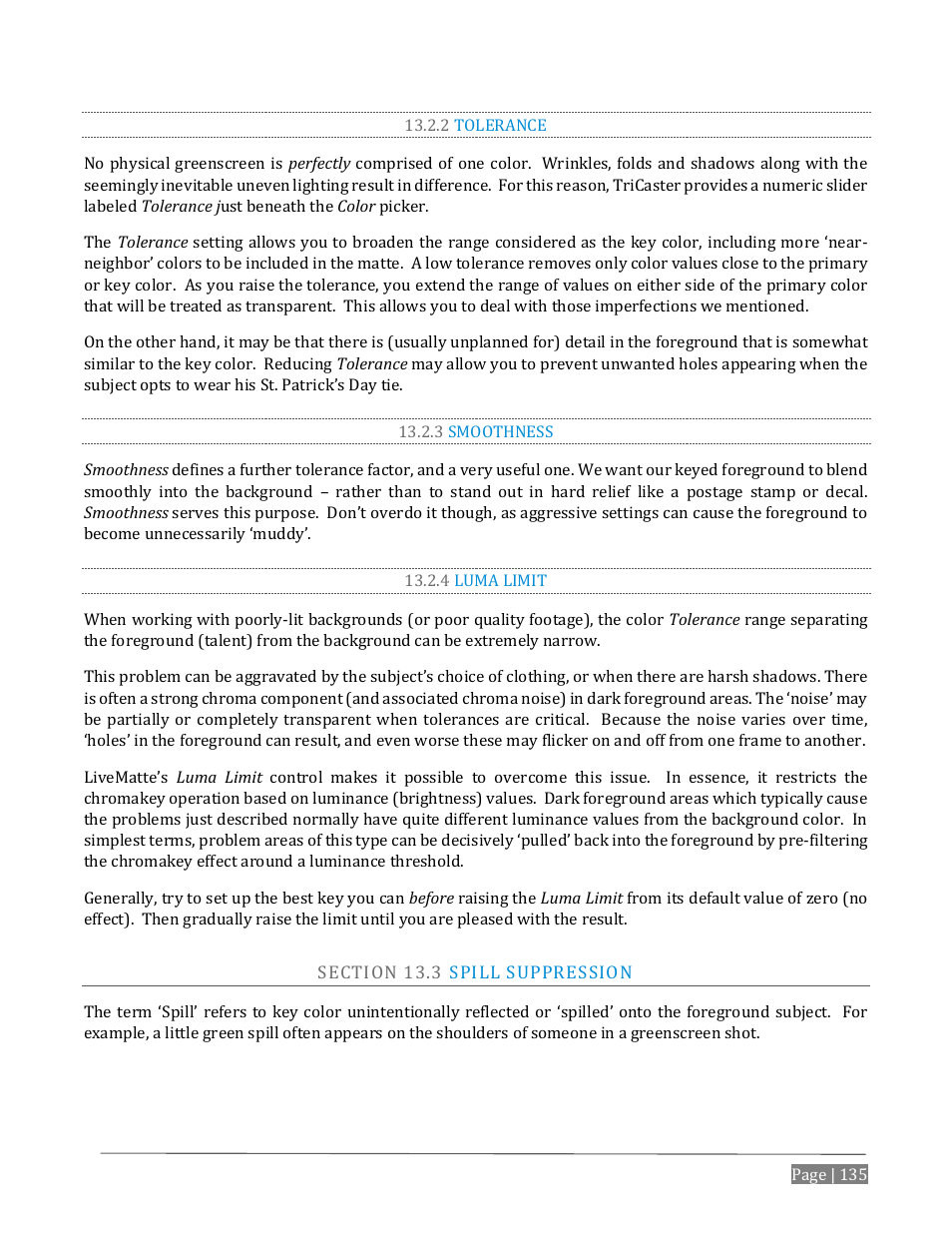 2 tolerance, 3 smoothness, 4 luma limit | Ection, Pill, Uppression | NewTek TriCaster Advanced Edition User Guide User Manual | Page 147 / 342