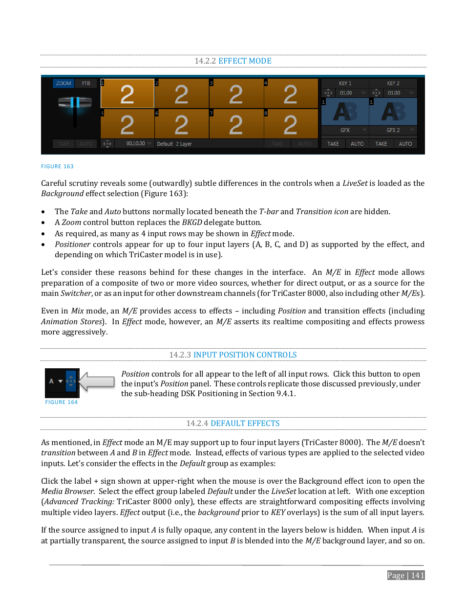 2 effect mode, 3 input position controls, 4 default effects | NewTek TriCaster Advanced Edition User Guide User Manual | Page 153 / 342