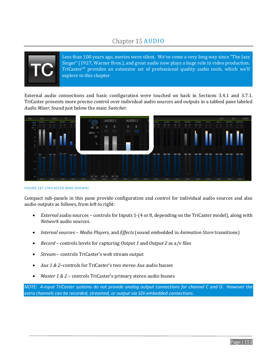 Audio | NewTek TriCaster Advanced Edition User Guide User Manual | Page 165 / 342