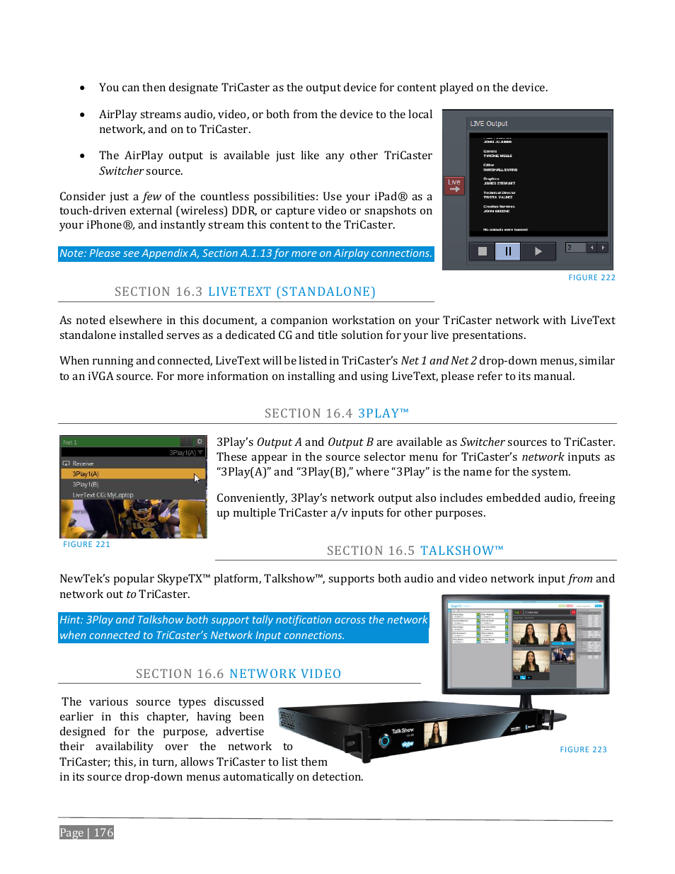 Ection, Tandalone, Etwork | Ideo | NewTek TriCaster Advanced Edition User Guide User Manual | Page 188 / 342