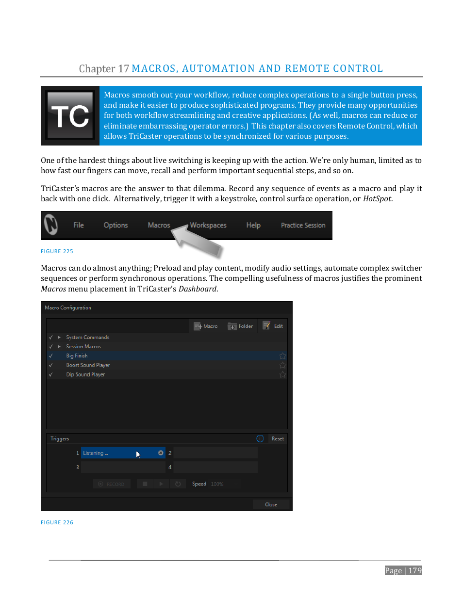 Macros, automation and remote control, Ee chapter 17), Chapter 17) | NewTek TriCaster Advanced Edition User Guide User Manual | Page 191 / 342