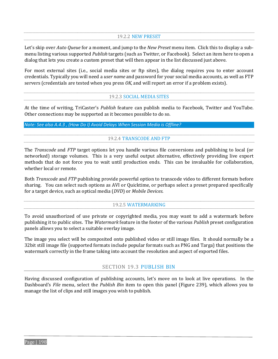 2 new preset, 3 social media sites, 4 transcode and ftp | 5 watermarking, Ection, Ublish | NewTek TriCaster Advanced Edition User Guide User Manual | Page 210 / 342