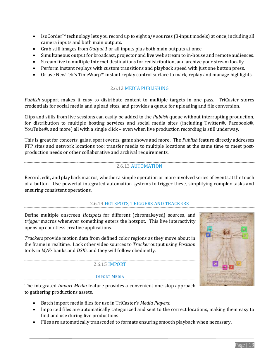 12 media publishing, 13 automation, 14 hotspots, triggers and trackers | 15 import | NewTek TriCaster Advanced Edition User Guide User Manual | Page 25 / 342