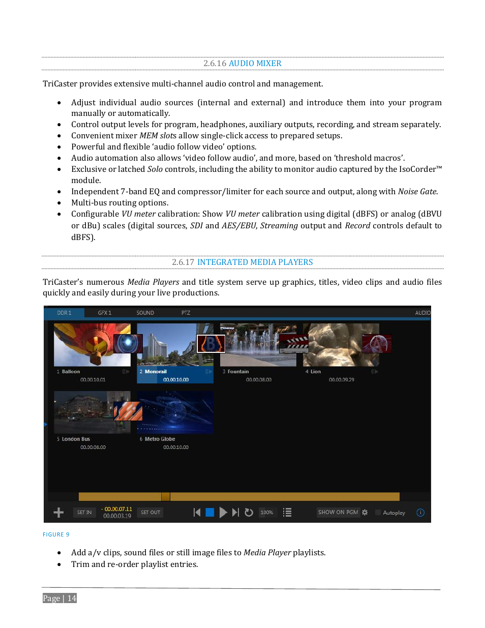 16 audio mixer, 17 integrated media players | NewTek TriCaster Advanced Edition User Guide User Manual | Page 26 / 342