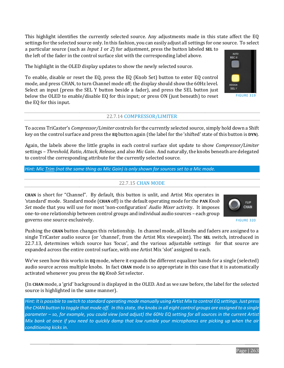 14 compressor/limiter, 15 chan mode | NewTek TriCaster Advanced Edition User Guide User Manual | Page 275 / 342