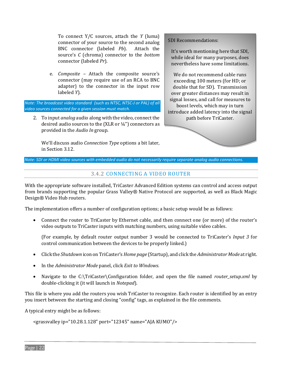 2 connecting a video router | NewTek TriCaster Advanced Edition User Guide User Manual | Page 34 / 342