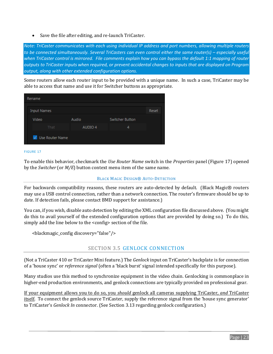 Ection, Enlock, Onnection | NewTek TriCaster Advanced Edition User Guide User Manual | Page 35 / 342