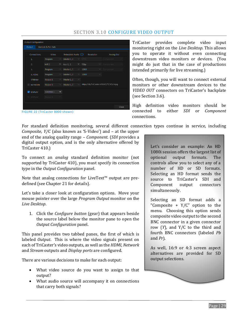 Ection, Onfigure, Ideo | Utput | NewTek TriCaster Advanced Edition User Guide User Manual | Page 41 / 342