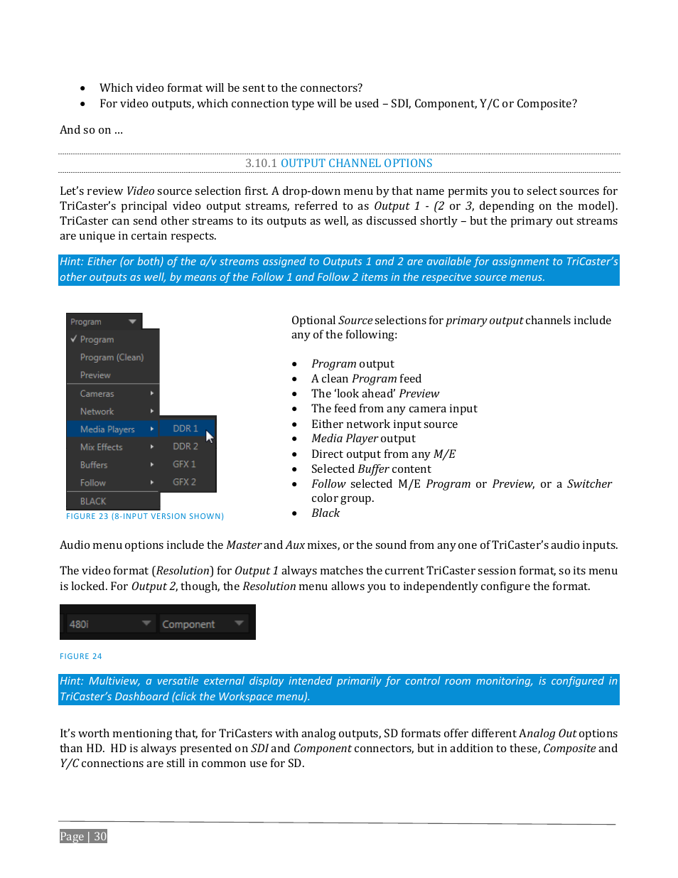 1 output channel options | NewTek TriCaster Advanced Edition User Guide User Manual | Page 42 / 342